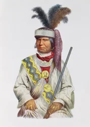 Halpatter-Micco ou Billy Bowlegs, um chefe seminole, c.1825, ilustração de «The Indian Tribes of North America, Vol. 2», por Thomas L. McKenney e James Hall, publicada por John Grant